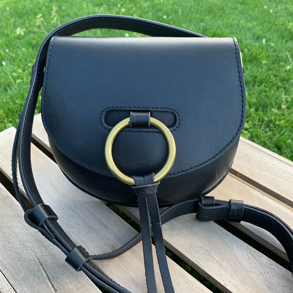 Madewell Lisbon O-Ring Saddlebag Black Leather